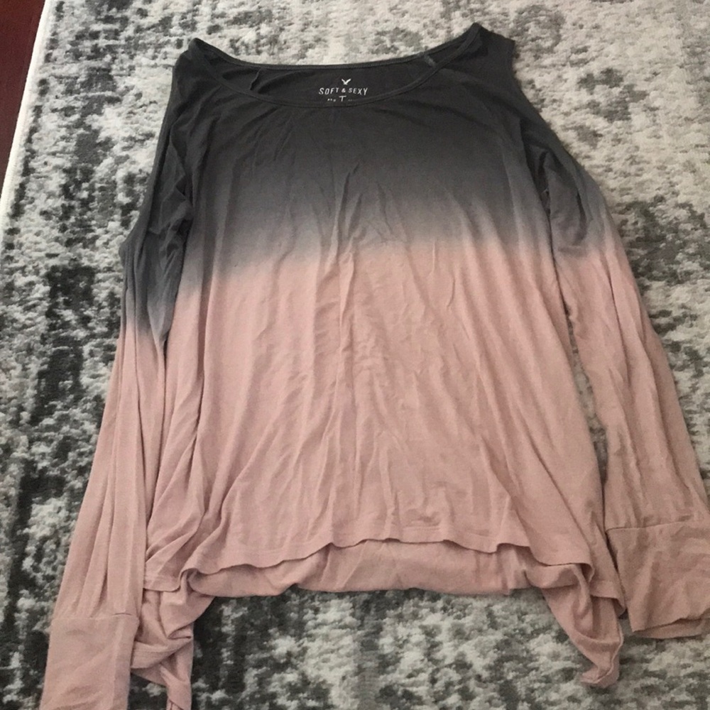 Cut out shoulder long sleeve America eagle shirt